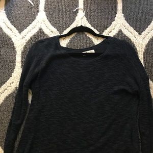 Navy sweater with lace trim